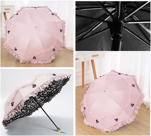 Miniatura 24 de Honeystore Paraguas plegable a prueba de rayos ultravioleta Princess Lace Parasol con cúpula anti-UV