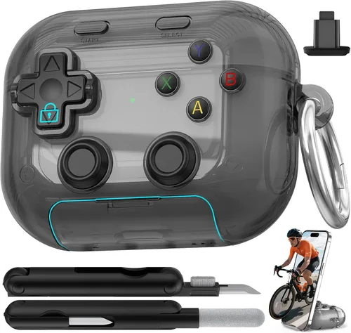 Funda para AirPods Pro 3, con botón presionable, bloqueo de seguridad y soporte para teléfono, funda de regalo divertida para mujeres y hombres para