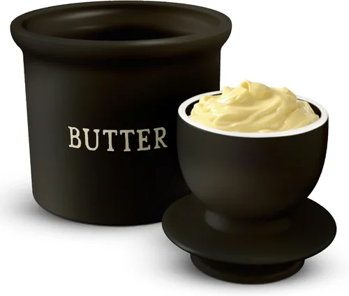 Miniatura 2 de KooK Recipiente para Mantequilla con Tapa, Mantequilla Suave para Untar, Mantequilla Francesa de Cerámica para Dejar en la Encimera con Línea
