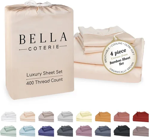 Miniatura 42 de Bella Coterie - Juego de sábanas de lujo de viscosa de bambú para cama tamaño split king 2 sábanas ajustadas para camas Sleep Number y camas 06