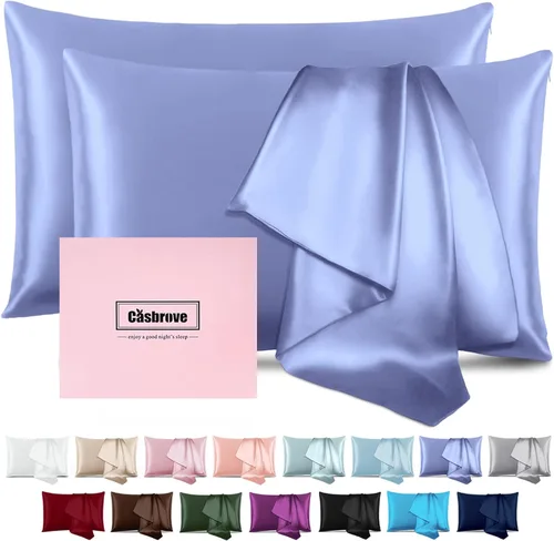 Miniatura 15 de Fundas de almohada de seda para cabello y piel, de seda de morera, suave, transpirable, de ambos lados, de seda natural, con cremallera, 1 paquete
