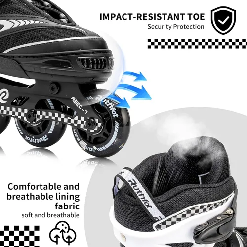 Miniatura 4 de Ruthfot Patines en línea ajustables para niños y niñas con ruedas de luz completa, patines para exteriores para niños y mujeres Blanco