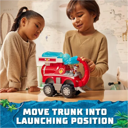 Miniatura 3 de Paw Patrol Jungle Pups, Camión de bomberos de elefante Marshall con lanzador de proyectiles, camión de juguete con figura de acción, juguetes