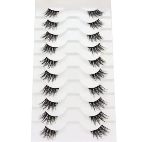 Miniatura 5 de DAODER Pestañas postizas de aspecto natural, gruesas, cortas, 3D, de imitación de visón, 0.394 in, reutilizables, suaves, finas, paquete de pestañas