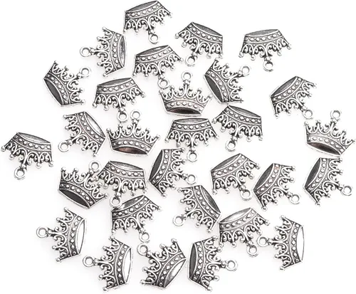 Miniatura 10 de 30 piezas de dijes de tiara mini metal vintage lindo colgante de joyería para hacer bricolaje, collares, pulseras, collares, joyería, manualidades