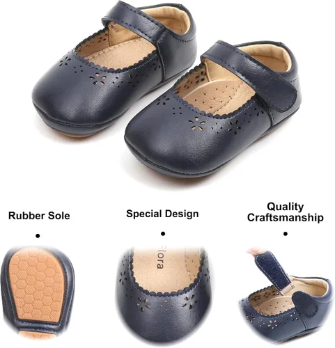 Miniatura 170 de Felix & Flora Zapatos de bebé de suela suave - Zapatos de bebé para caminar, mocasines, suela de goma, zapatos de cuna