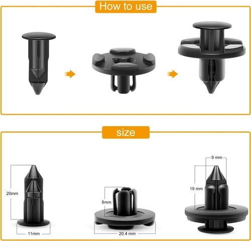 Miniatura 6 de GOOACC 100 piezas de remaches de sujeción de parachoques de repuesto OEM para Infiniti 1997-2012 Nissan 1998-2015# 01553-09321 Nylon 0.315 in