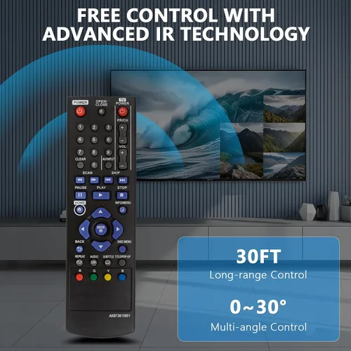 Miniatura 3 de AKB73615801 - Control remoto de repuesto para LG Blu-Ray DVD Player BP125 BD220 BD630 BP125N BP135W-N BP200 BP220 BP320N BP120N BP120N BP320N BP320N