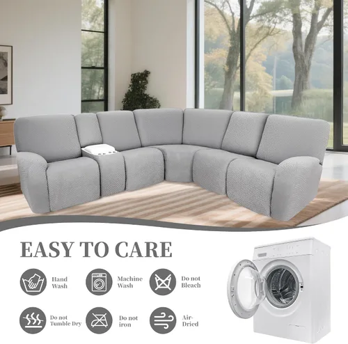Miniatura 8 de Fundas de sofá reclinable seccional 100% impermeables para sofá reclinable en forma de L, funda de sofá modular de esquina en forma de L, fundas