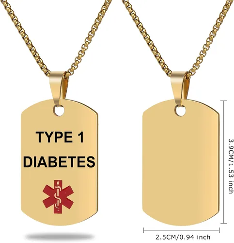 Miniatura 2 de Collar de alerta médica, etiqueta grabada con láser, grabado personalizado, etiqueta de identificación de acero inoxidable, colgante para hombres