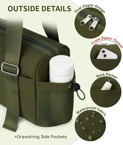 Miniatura 6 de WLLWOO - Bolsa de gimnasio pequeña con bolsillo húmedo para mujer, bolsa de lona para yoga, bolsa de entrenamiento ligera para baile, fines