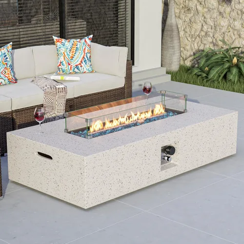 Miniatura 11 de COSIEST Mesa de café con fogata a propano para exteriores con base redonda de 40.5 pulgadas en bronce oscuro, calefactor de patio certificado