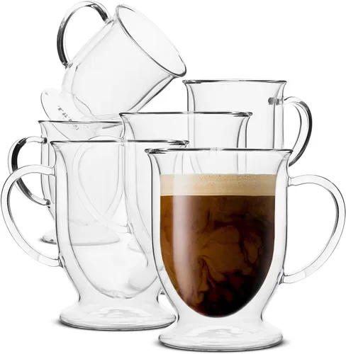 Miniatura 9 de BTAT - Tazas de café irlandés de doble pared, 10 onzas, juego de 4, tazas de café de vidrio con asa, taza de café irlandesa transparente aislada