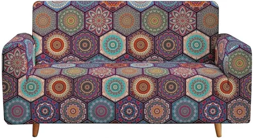 Miniatura 6 de Funda elástica para sofá con estampado bohemio, funda elástica para sofá floral con mandala, protector universal de muebles para sillón