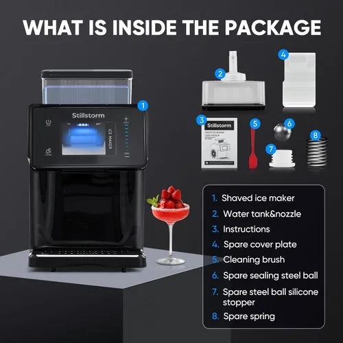 Miniatura 8 de Stillstorm Máquina de hielo afeitado Máquina de cono de nieve No necesita hielo, máquina de copo de nieve con tecnología RapidChill, Auto-Clean Negro