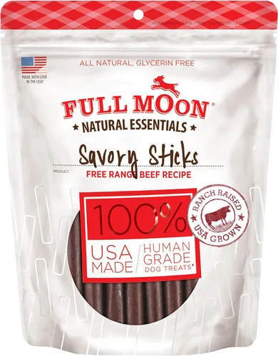 Full Moon All Natural - Golosinas para perros de grado humano, palitos esenciales de carne de res, 22 onzas, 1.375 libras (paquete de 1)