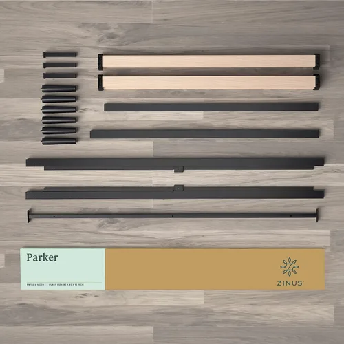 Miniatura 8 de Zinus Parker - Cama de plataforma con patas cónicas, soporte de listones de madera, no necesita somier, fácil montaje, tamaño matrimonial