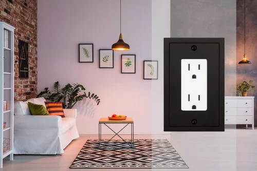 Miniatura 5 de Henne Bery Placa decorativa de pared con borde moderno, tapa de tomacorriente para cubrir enchufe, aleación de zinc maciza duradera
