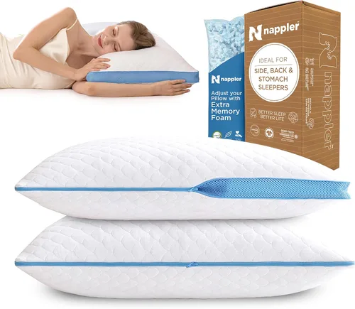 Miniatura 10 de Nappler Almohada Refrescante para Personas que Duermen con Calor – Juego de 2 Almohadas de Cama Tamaño King Premium – Espuma Viscoelástica Triturada