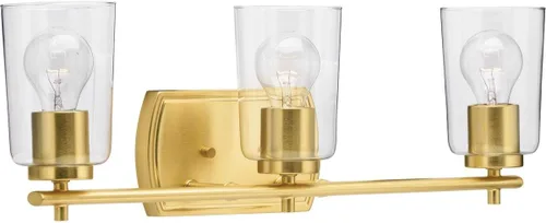 Miniatura 34 de Progress Lighting Adley Collection - Lámpara de tocador de baño tradicional con 3 luces, de cristal transparente, color negro mate, 7-5/8 x 23 Mate