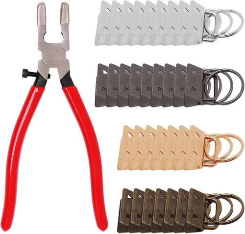Miniatura 11 de Accesorios para llavero, 40 piezas de accesorios de llavero de 1 pulgada con anillo dividido para muñeca, cordón para llaves, kit de fabricación