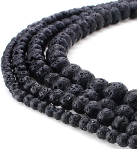 Miniatura 4 de RUBYCA Natural negro lava piedras preciosas redondas sueltas cuentas organizador caja de plástico fabricación de joyas mezcla tamaños