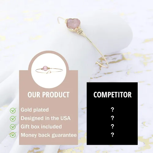Miniatura 4 de NTLX Pulsera chapada en oro para mujer Elegante diseño dorado Pulsera Druzy Gran regalo