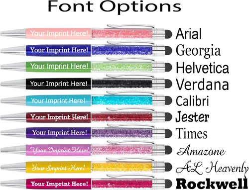 Miniatura 7 de ExpressDesigns™ - Bolígrafos de cristal personalizados con lápiz capacitivo - Pluma de gemas de metal - Bolígrafos con nombre impresos metálicos