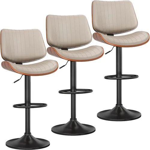 Miniatura 32 de YaFiti Adjustable Bar Stools, Modern Swivel PU Leather Counter Height Chairs with Backrest, Armless Kitchen Island Stools, Black 1 PCS