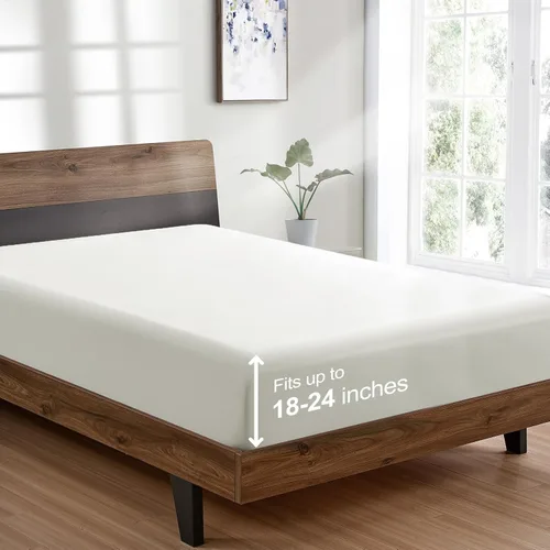Miniatura 59 de FreshCulture Sábana Bajera Ajustable Tamaño King Solamente - Sábana Bajera de Calidad Hotelera Tamaño King - Ultra Suave y Transpirable - Microfibra