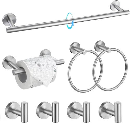 Miniatura 16 de TQKAG Juego de accesorios de baño de 5 piezas, juego de accesorios de baño de oro cepillado de 23.6 pulgadas, juego de toallero de acero inoxidable