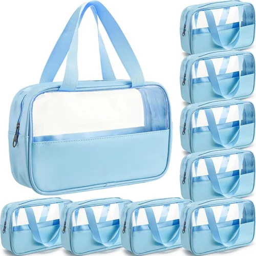 Miniatura 10 de Buryeah 9 piezas translúcidas bolsa de maquillaje organizador de artículos de tocador para mujeres y hombres, bolsa de viaje portátil impermeable