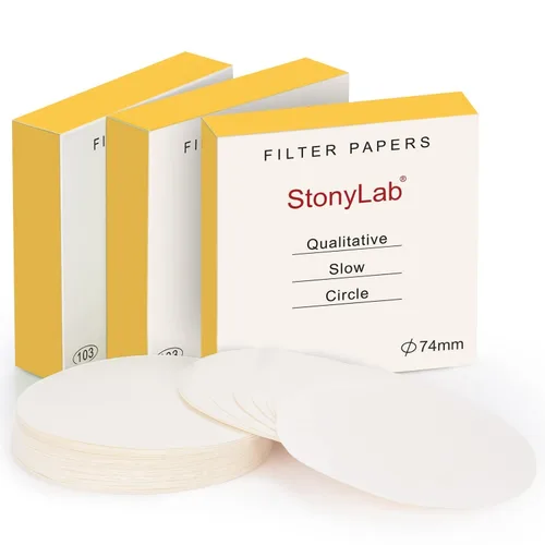 Miniatura 14 de stonylab Papel de filtro cualitativo, 100 paquetes de papel de filtro de celulosa de flujo lento con retención de partículas de 10 micras, diámetro