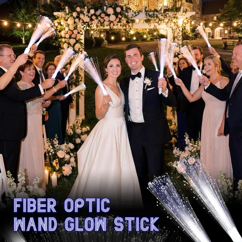 Miniatura 4 de Jecery 144 varitas de fibra óptica blancas a granel, luces LED de boda, varitas iluminadas con 3 modos intermitentes para despedida de soltera