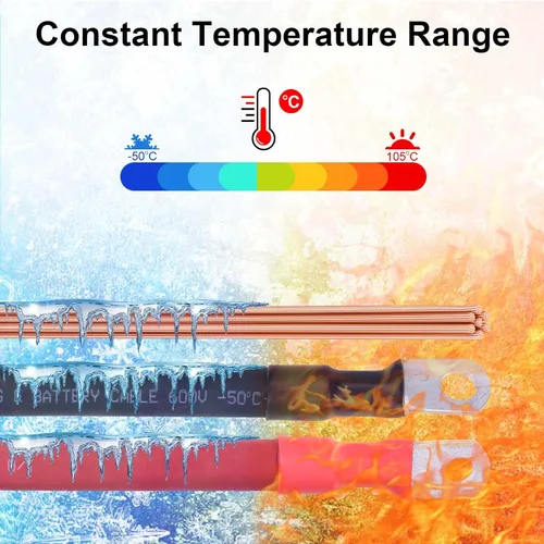 Miniatura 5 de Cable de batería flexible de 1/0 AWG con terminales de 3/8" - Alambre de cobre puro OFC para inversor y soldadura para automotriz, solar, RV