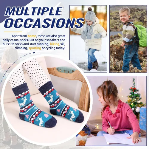Miniatura 96 de Eocom 6 pares de calcetines de invierno cálidos de lana para niños y niñas