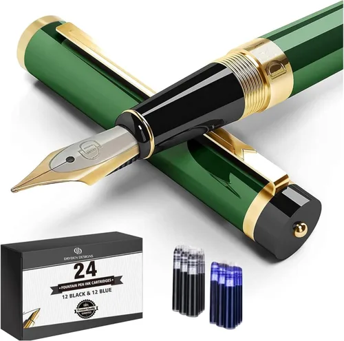 Miniatura 14 de Pluma estilográfica Dryden Luxury, clásica y moderna, de colección ejecutiva y vintage, idea de regalo de negocios y para la caligrafía, Azul Azul