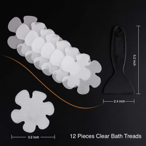 Miniatura 3 de Secopad 24 calcomanías originales para bañera antideslizantes, peldaños de ducha de seguridad, apliques adhesivos con raspador premium Transparente