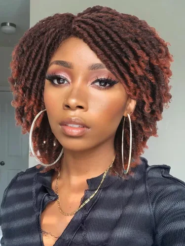 Miniatura 21 de Pelucas de rastas cortas de 6 pulgadas para mujeres y hombres negros con clips, pelucas trenzadas sintéticas con rizos postizos, rizos Afro, rizos