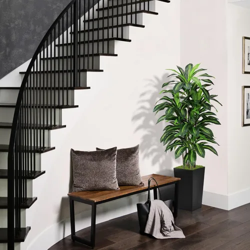 Miniatura 2 de Árbol artificial de Dracaena de 5 pies, árbol falso con maceta alta negra, planta falsa de yuca sintética en maceta, planta artificial para el Negro