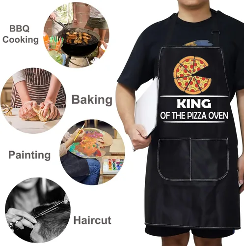 Miniatura 7 de BWKTOP - Delantal de chef de pizza con bolsillo para chef y papá