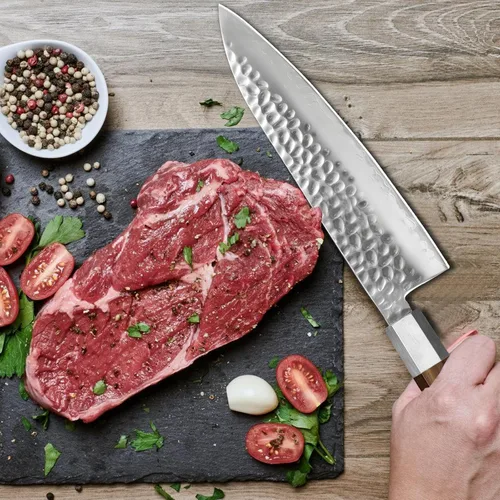 Miniatura 3 de Cuchillo de chef japonés de 8 pulgadas, cuchillo de chef profesional ultra afilado, cuchillo de cocina japonés de 9 capas VG-10 revestido, cuchillo