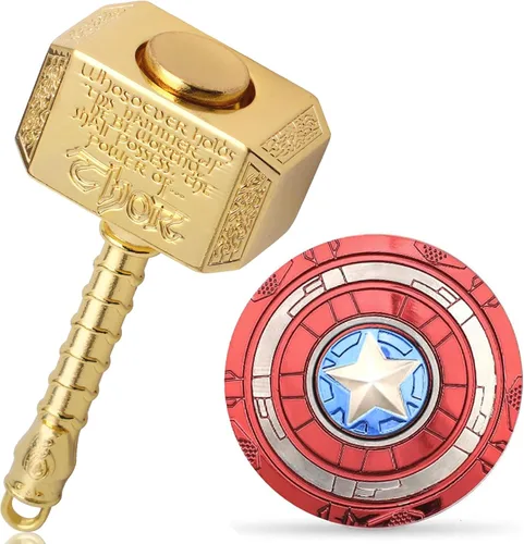 Miniatura 9 de Mini martillo Fidget Spinners de metal con estrella Fidget Spinner de dedo, Fidget Keychian Chain Ring Cool Gadget Spinning Top Toy Focus Fingertip