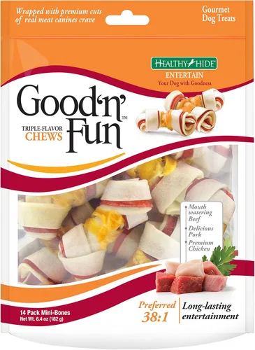 Miniatura 10 de Good'N'Fun - Mini masticables de cuero crudo de triple sabor, 25