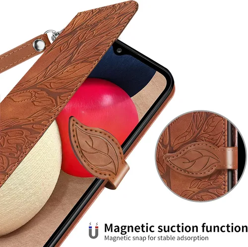 Miniatura 4 de Funda tipo cartera para Samsung Galaxy A03s con tarjetero y ranura a prueba de golpes, de piel sintética, con función atril, protección magnética