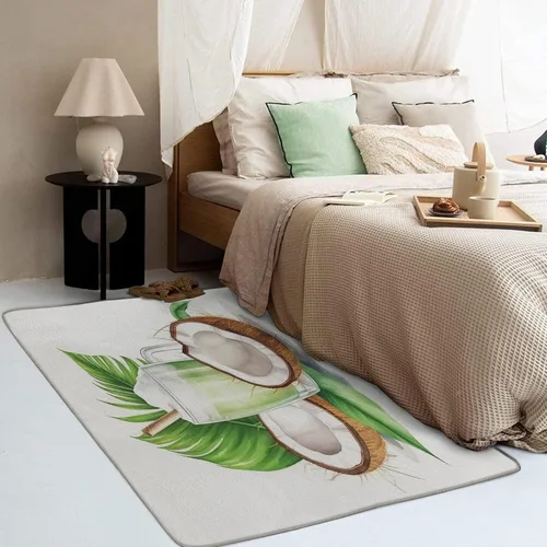 Miniatura 2 de Alfombras de coco para entrada, dormitorio, sala de estar, alfombra de área de frutas tropicales de 2 x 3, lavable, antideslizante, suave, alfombra