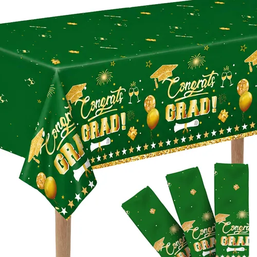 Miniatura 6 de Graduation Decorations 2026, Pack of 3, 54 x 108 Inches, Plastic Graduation Tablecloth, Graduation Decorations Class of 2026 Disposable Rectangle