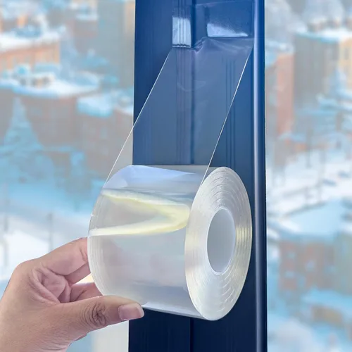 Miniatura 10 de Cinta adhesiva transparente para sellado de ventanas, color blanco, película de aislamiento de corrientes de aire para ventanas, cinta adhesiva