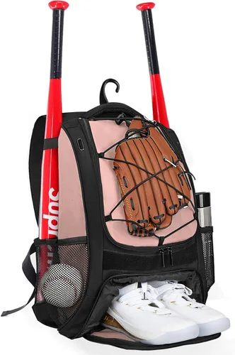 Miniatura 15 de Goloni Mochila de béisbol, bolsa de béisbol para adultos, bolsa de bate de sóftbol con compartimento para zapatos, compartimento principal grande