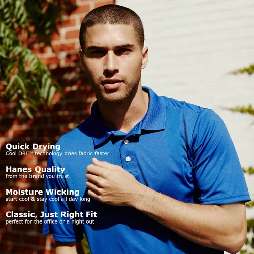 Miniatura 4 de Hanes Polo Cool Dri para hombre, polo de secado rápido para hombres, protección UPF 40+